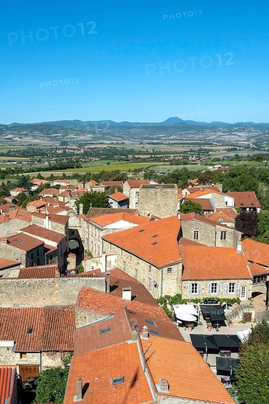 View on the Auvergne volcanoes from the tower of Montpeyroux labelled Les Plus Beaux Villages de France