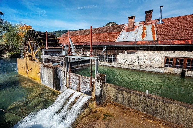 The hammer mill with water wheel