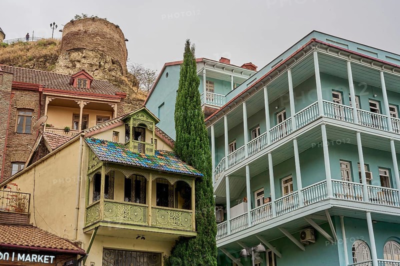 Typical houses with wooden balconies