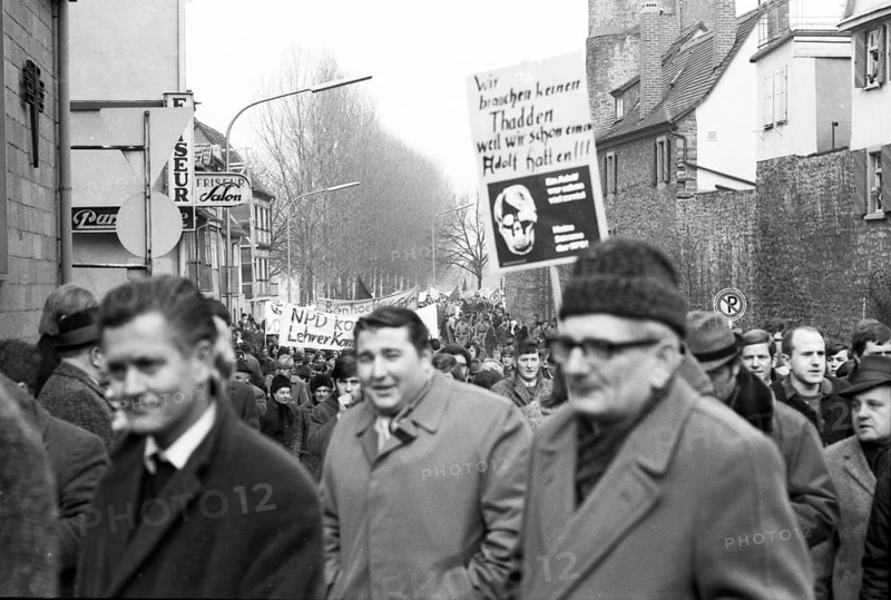 The 4th party congress of the radical right-wing NPD on 13 February 1970 in Wertheim in Baden-Wuerttemberg was accompanied by massive protests by democratic associations and parties