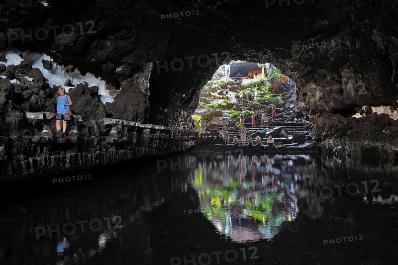 The grotto with the pond of white crabs in Jameos del Agua