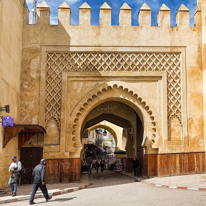 Monumental city gate with ornaments