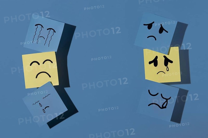 Blue monday with sticky notes copy space