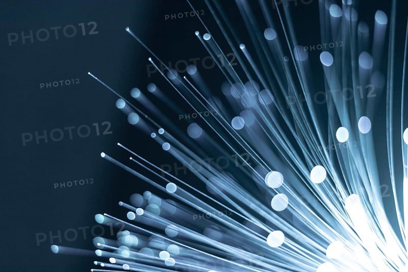 Blue optic fiber close up