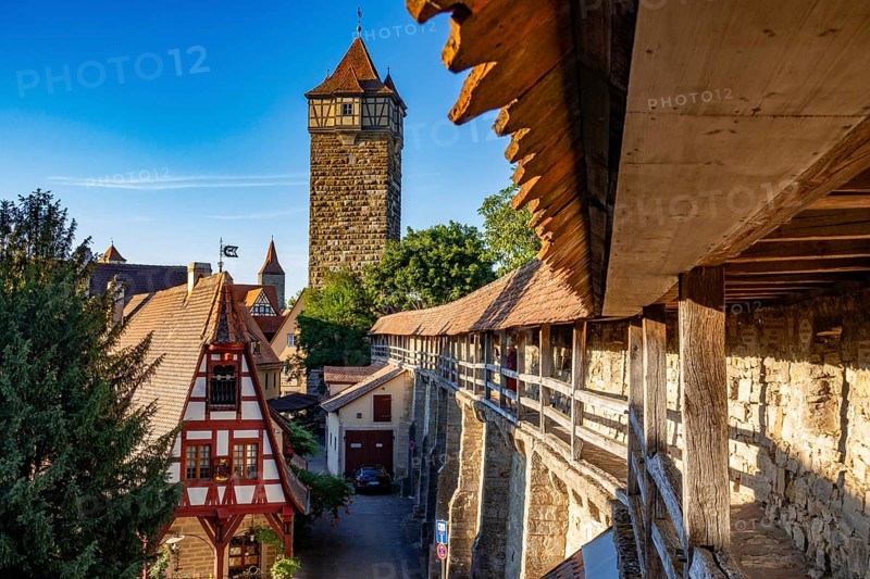 Historic town wall with battlements