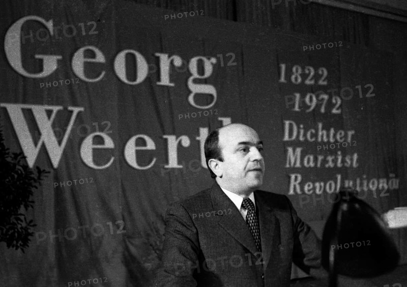The 150th birthday of the poet Georg Weerth was celebrated with an event in his native town of Detmold on 17 February 1972. Gerd Deumlich at the lectern. Germany