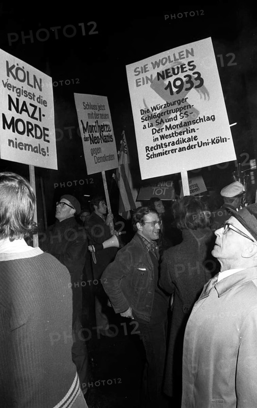 Cologne leftists demonstrated against neo-Nazis and international fascism through the city centre on 10. 11. 1968
