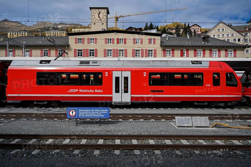 St. Moritz station passenger train RHB Rhaetische Bahn