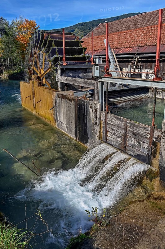 The hammer mill with water wheel