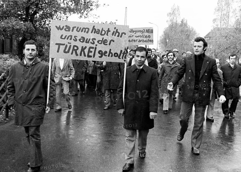 Employees of the Duesseldorf -Reisholz steel and tube works demonstrated on 6 November 1973 in Langenfeld-Immigrath against the loss of jobs
