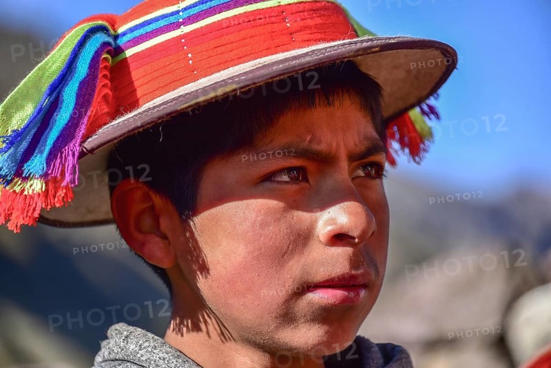Boy in traditional dress of the Quechua Indians