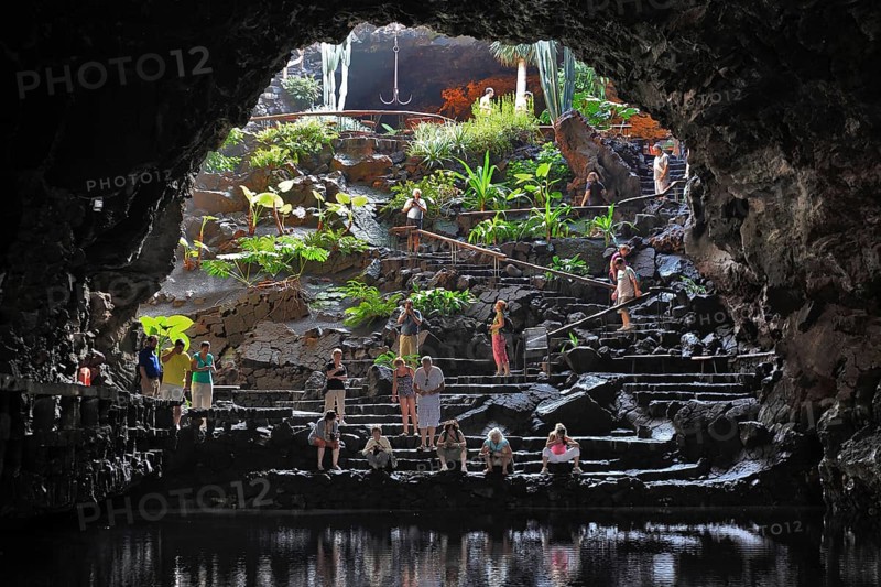 The grotto with the pond of white crabs in Jameos del Agua