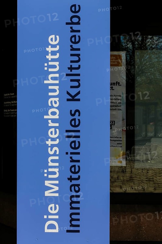 Information boards The Muensterbauhuette Intangible cultural heritage in the museum window m 25