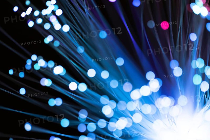 Blue fiber lights with defocused spots
