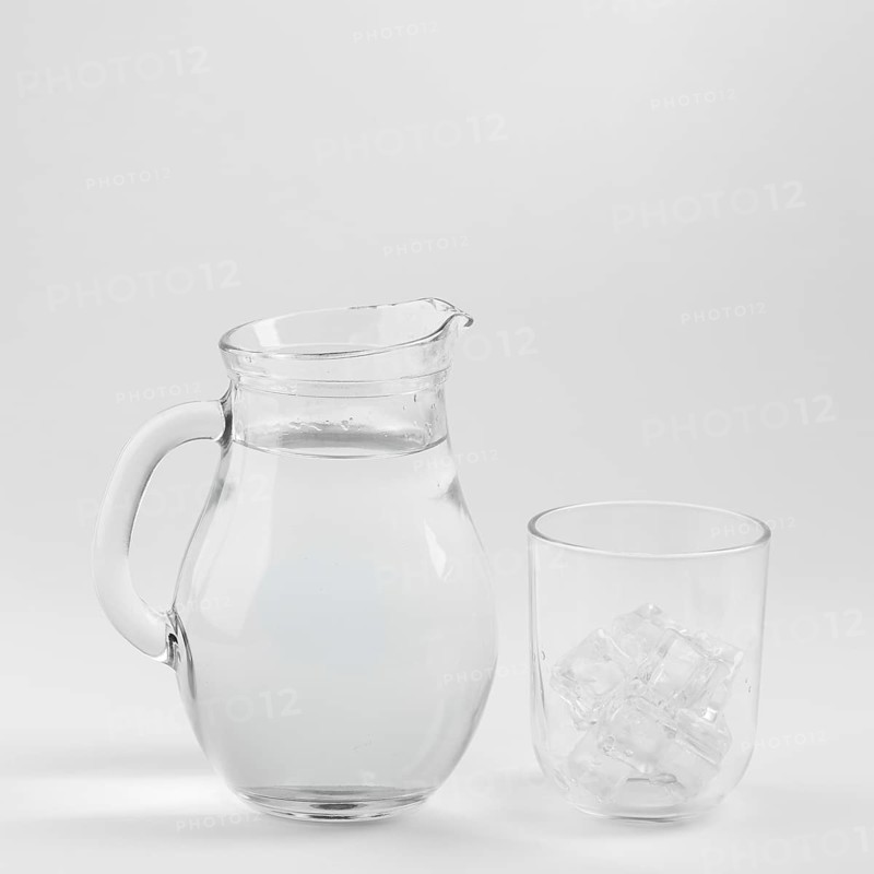 Jug water glass filled with ice