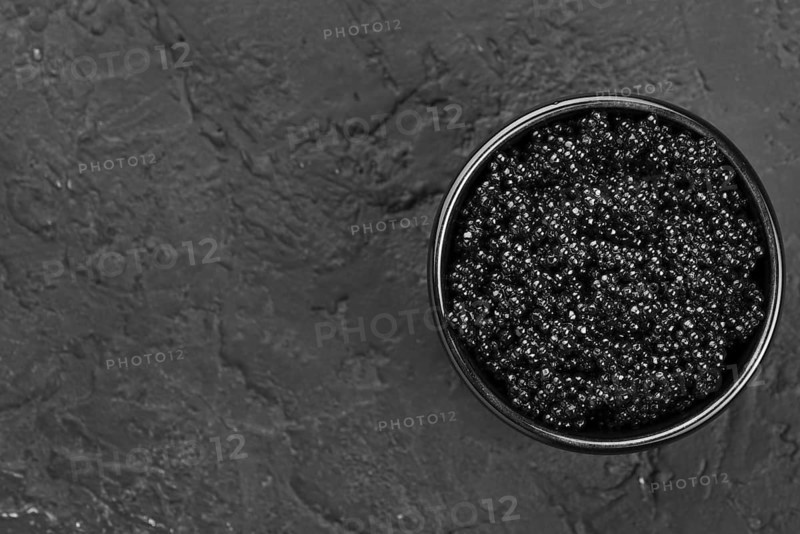 Black caviar bowl with copy space