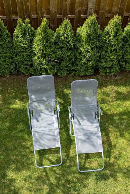 Two garden loungers in a meadow