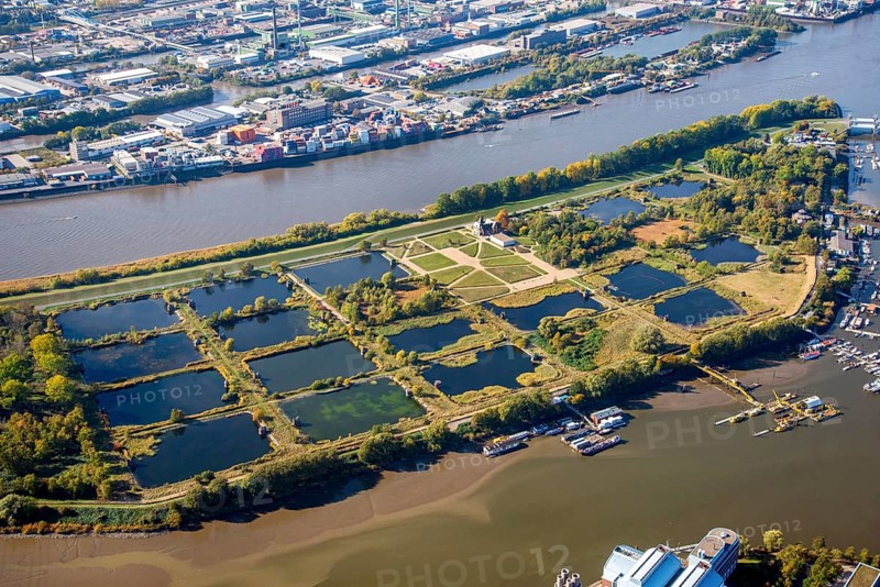 Aerial view of Kaltehofe Wasserkunst
