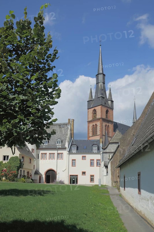 View of the tower of the Gothic St. Valentinus and Dionysius Church in Kiedrich