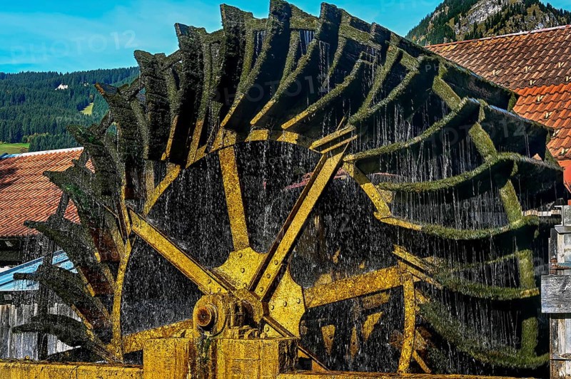 The hammer mill with water wheel