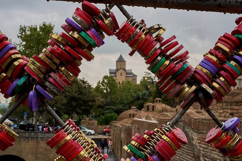Heart-shaped castles on a so-called love bridge over the Zawkissis-zkali river