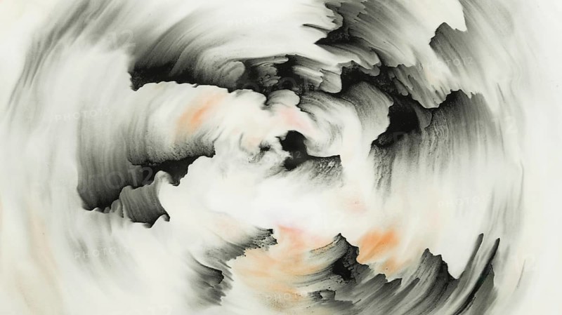Black color brush strokes forming circular shape white surface