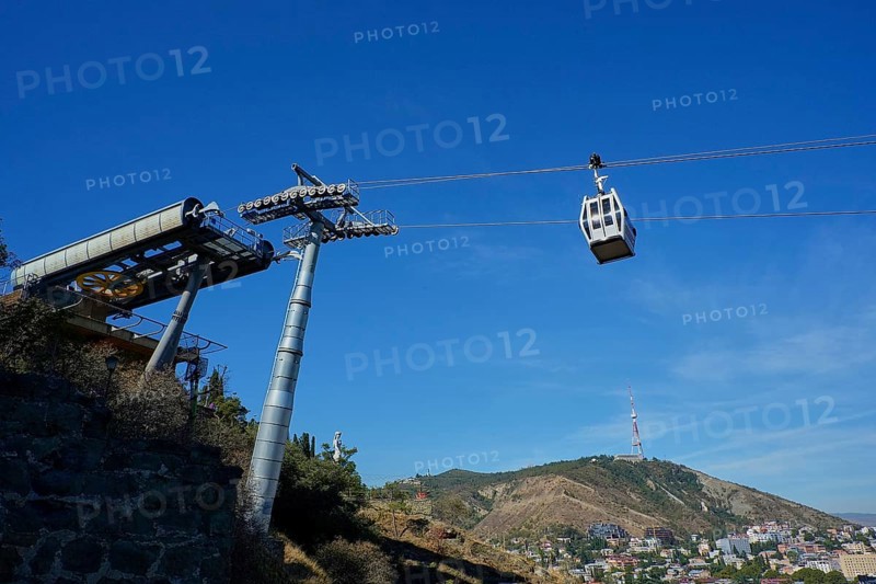 Upper cable car station and gondola on the Sololaki ridge above the old town