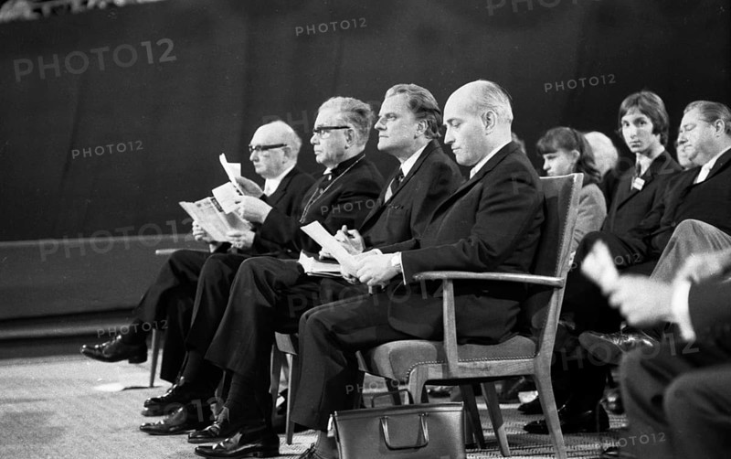Performance and show by US revivalist Billy Graham on 2. 4. 1970 at the Westfalenhalle Dortmund