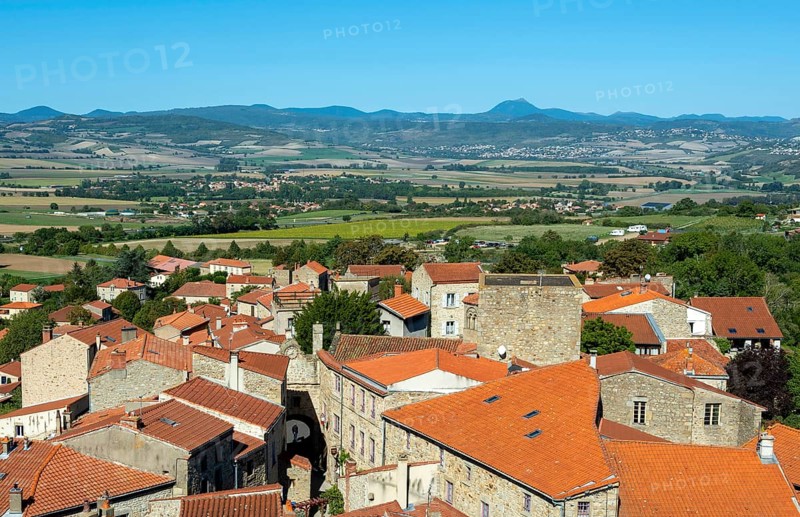 View on the Auvergne volcanoes from the tower of Montpeyroux labelled Les Plus Beaux Villages de France
