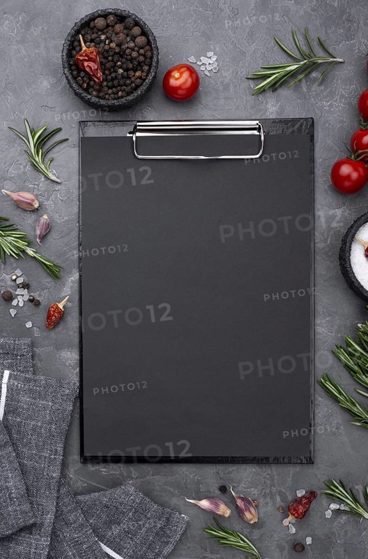 Ingredients with clipboard table