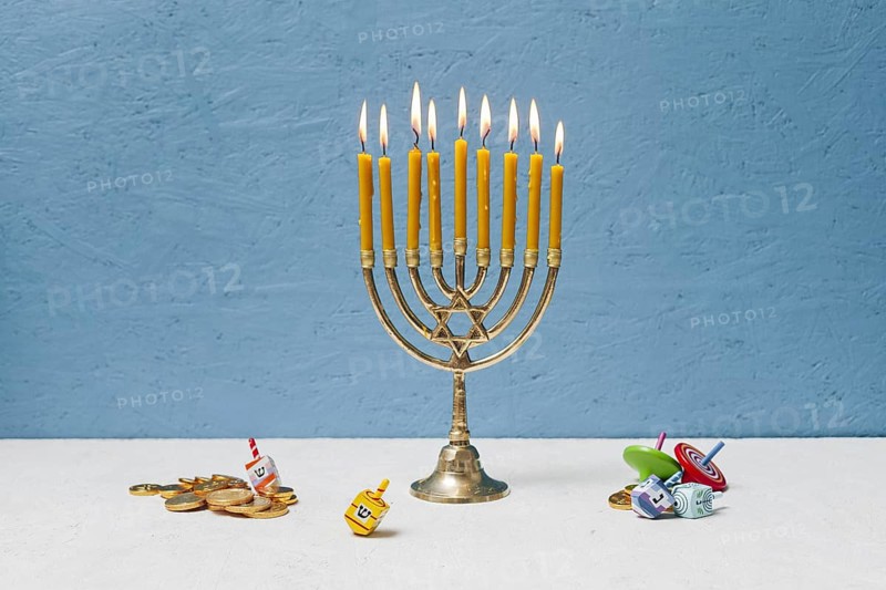 Jewish candlestick holder burning