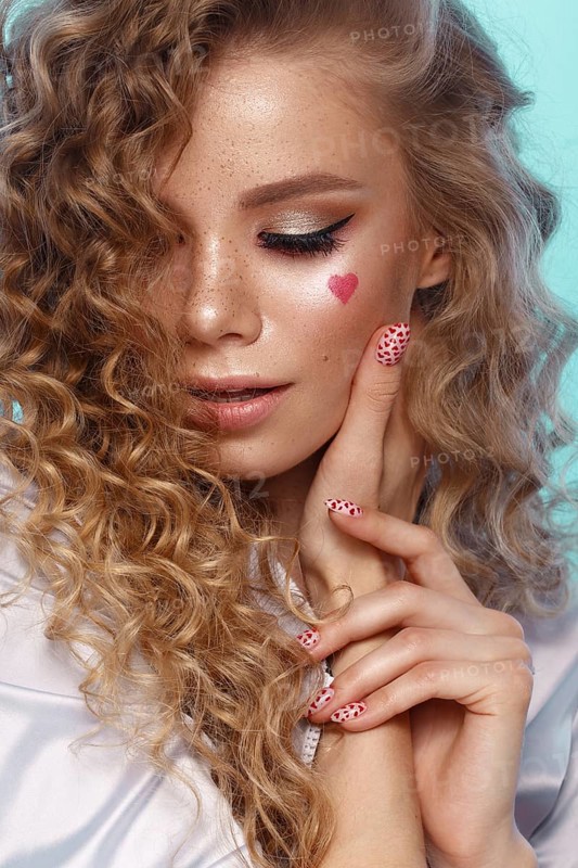 Pretty girl with curls hairstyle