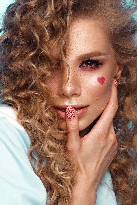 Pretty girl with curls hairstyle
