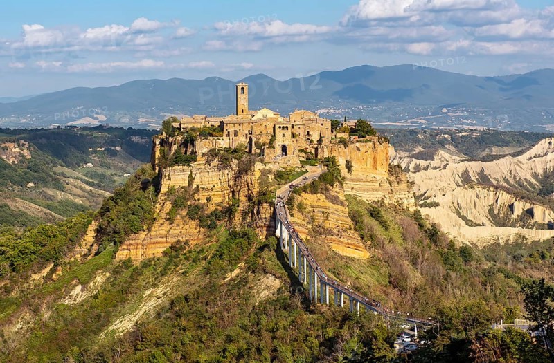 View of old hill-top town of Civita di Bagnoregio