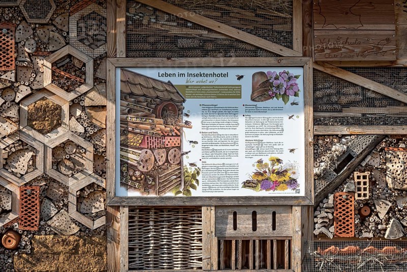 Insect hotel made of natural materials such as clay