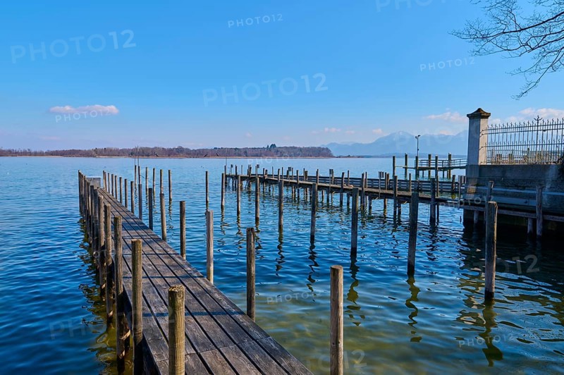 Lake Ciemsee with wooden jetty