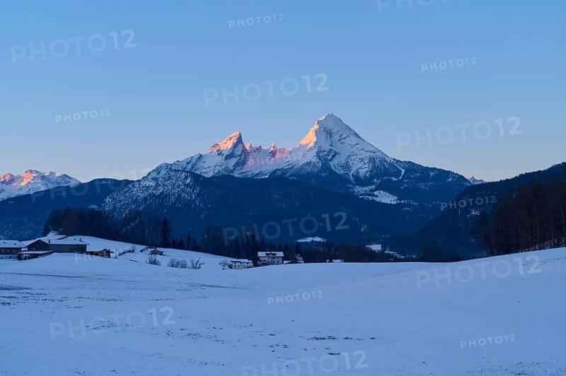 Watzmann massif at sunrise in winter