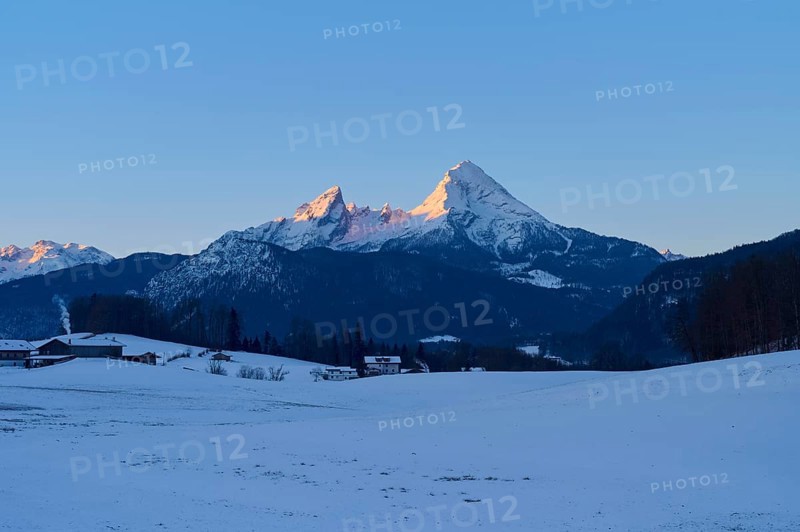 Watzmann massif at sunrise in winter