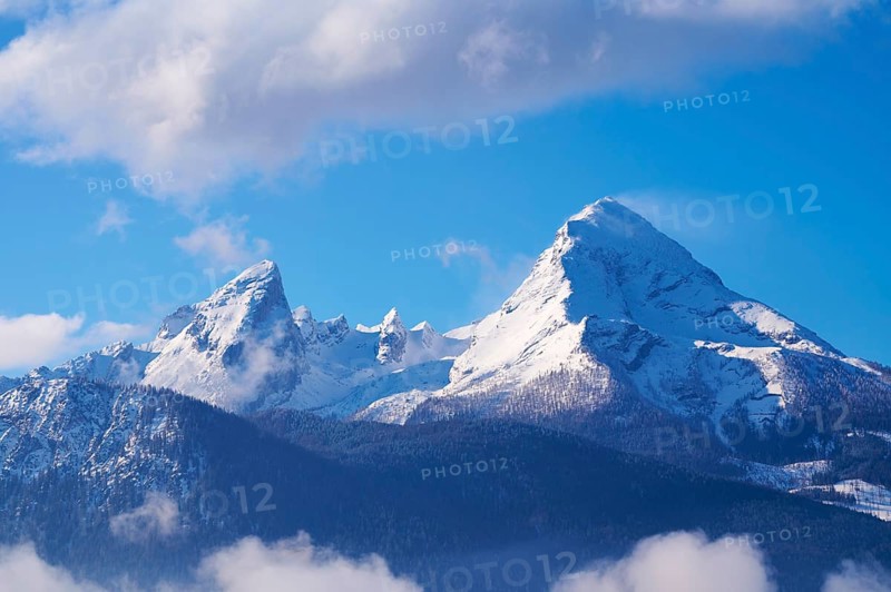 Watzmann massif at sunrise in winter