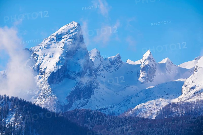 Watzmann massif at sunrise in winter