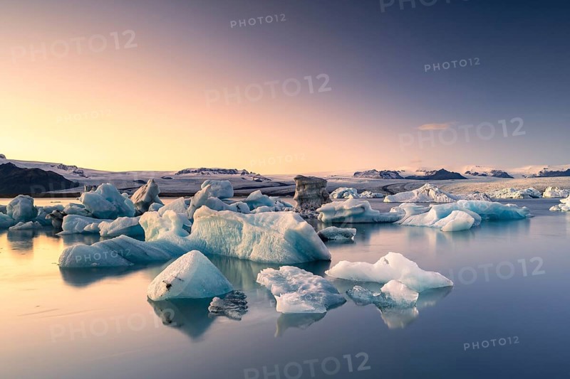 Joekulsarlon glacier lagoon in the evening mood