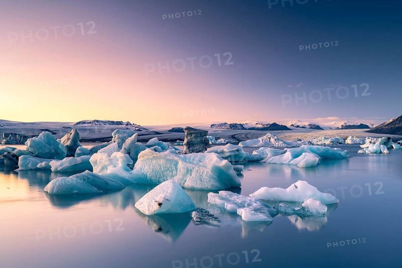 Joekulsarlon glacier lagoon in the evening mood