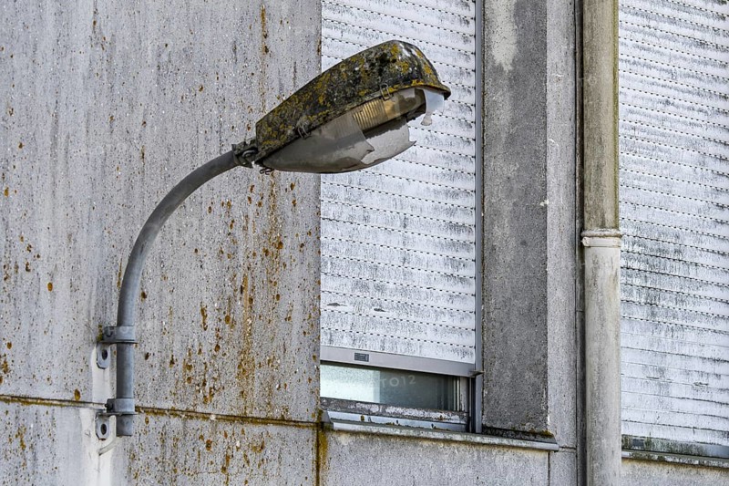 Old broken street lamp