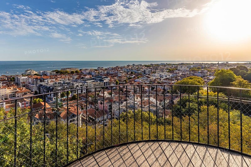 View from the Observatoire Ste-Cecile observation tower over the town of Arcachon and the Bay of Arcachon