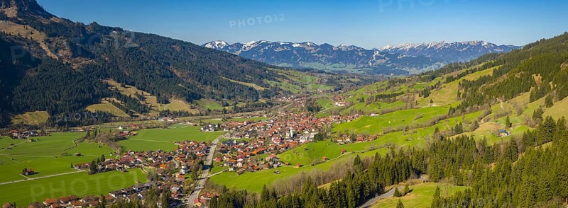 Panorama into the Ostrachtal with Bad Oberdorf and Bad Hindelang