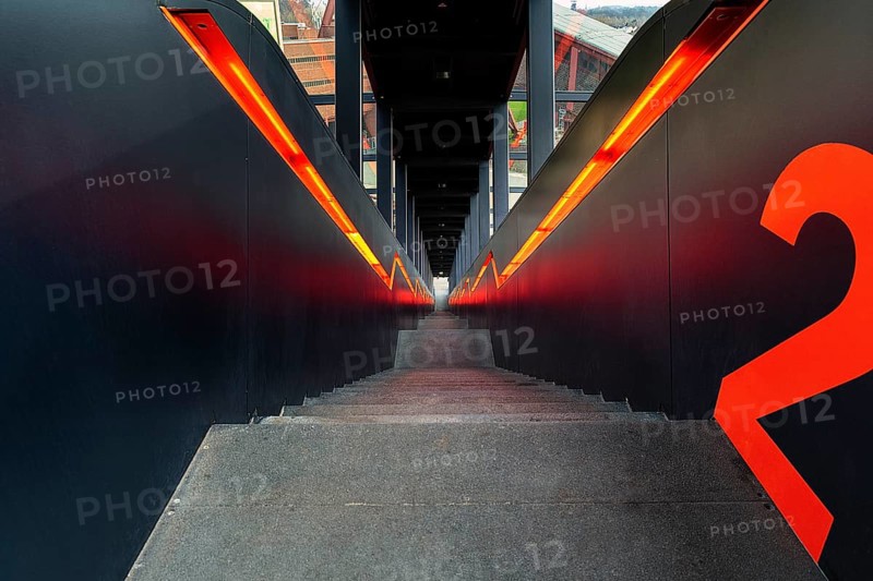 Illuminated staircase downwards