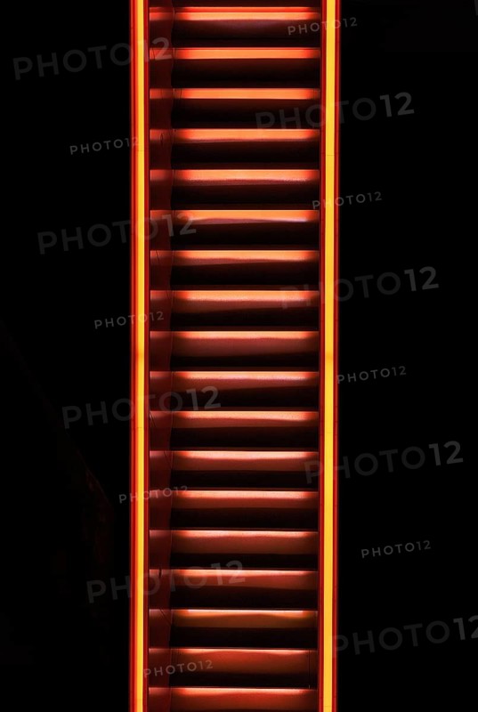 Illuminated staircase from behind