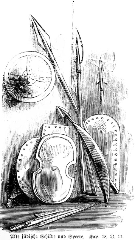 Ancient Jewish shields and spears