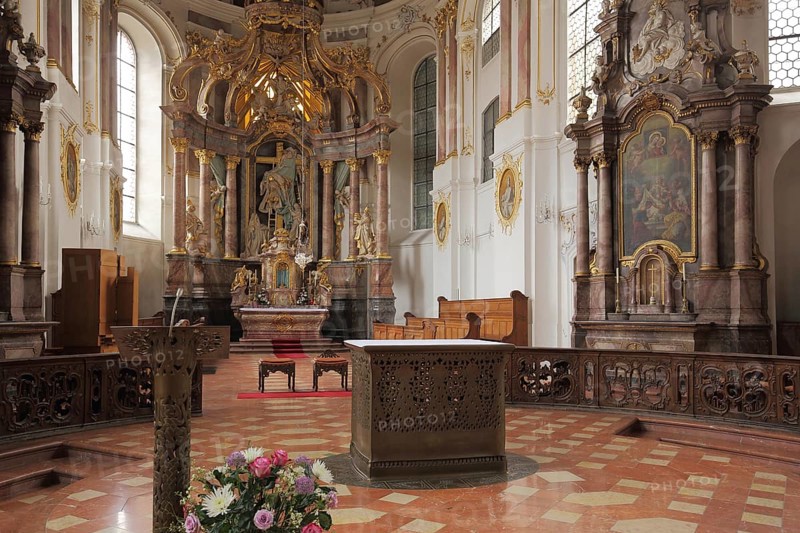 Interior view with chancel of the Baroque Augustinian Church