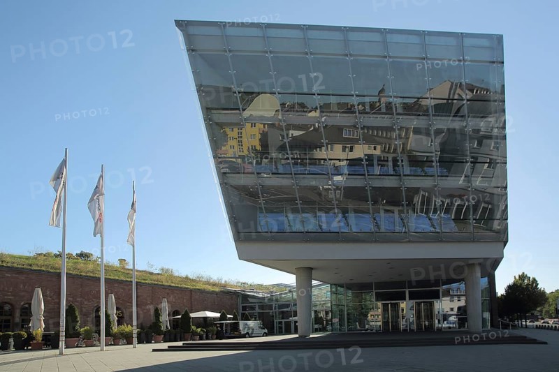 Modern glass building of the DB Schenker Railion headquarters